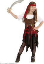 Widmann - Piraat & Viking Kostuum - Op Zoek Naar De Grootste Schat Piraat - Meisje - Rood, Bruin, Wit / Beige - Maat 164 - Carnavalskleding - Verkleedkleding