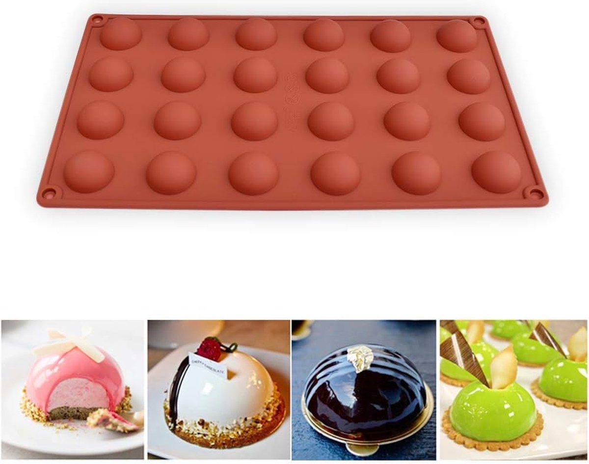 3 Stuks Siliconen Halve Bol Mal - 6 Holtes Voor Koepelmousse, Chocoladebombe & IJstaart