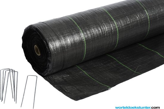 Worteldoek 8,00 breed x 15 meter lang + 100 stuks gratis gronddoekpennen totaal 120 M2
