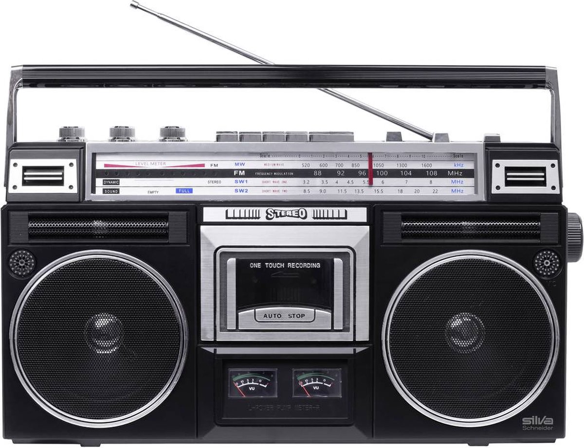 Silva Schneider PCR 1980 Radiocassetterecorder VHF (FM) Middengolf Korte golf Cassette Bluetooth USB FM Middengol