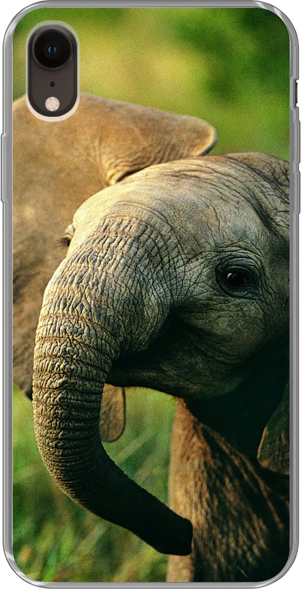 Telefoonhoesje Geschikt voor iPhone XR hoesje - Olifant - Groen - Dieren - Natuur - Siliconen Telefoonhoesje Telefoonhoesje