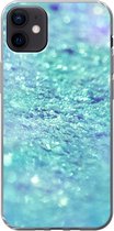 iPhone 12 mini hoesje - Blauwe glitterstructuur in het licht - Siliconen Telefoonhoesje