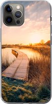 Geschikt voor iPhone 13 Pro hoesje - Zonsondergang in de Nederlandse polder - Siliconen Telefoonhoesje