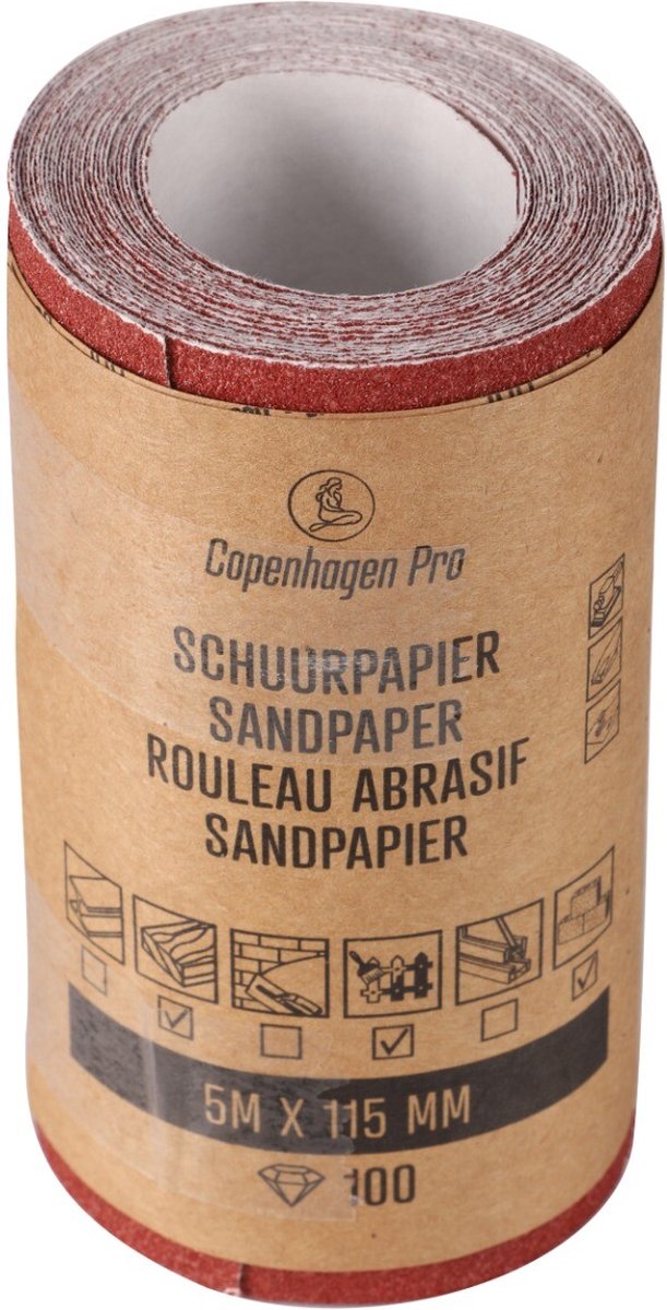 Copenhagen Pro schuurpapier op rol - droog - korrel 100 - 11.5 cm x 5 meter