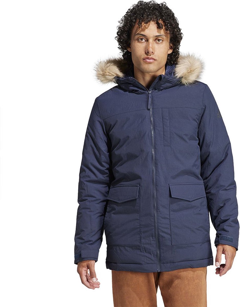 adidas Sportswear Hooded Fur Parka Heren – L Blauw