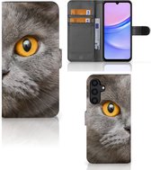 Telefoon Hoesje Geschikt voor Samsung Galaxy A15 Book Case Britse Korthaar