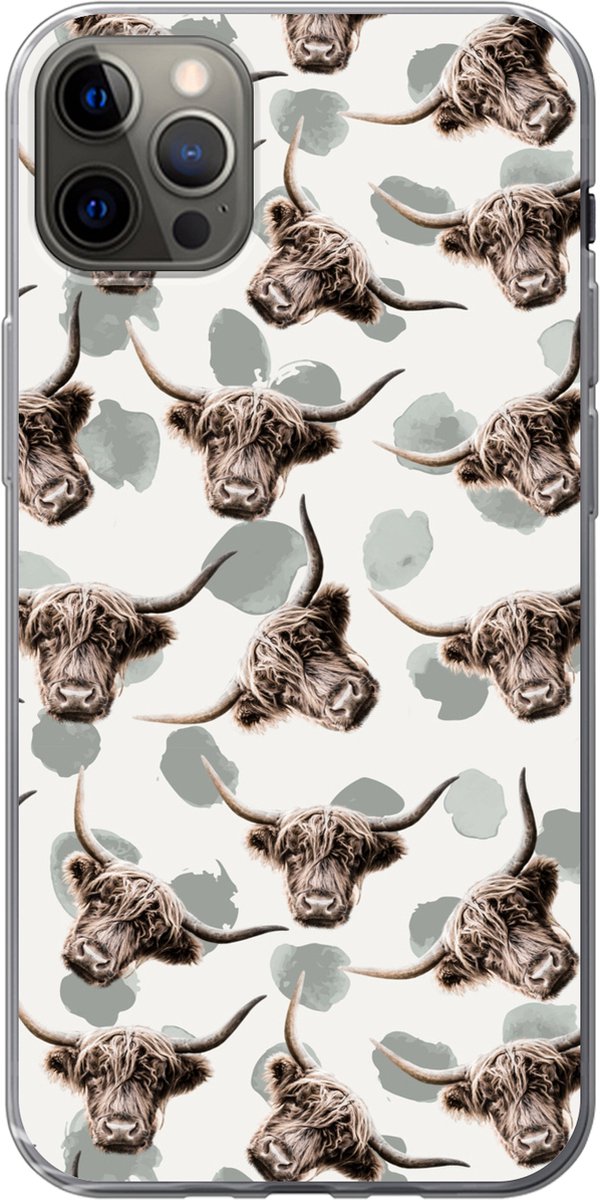 Telefoonhoesje Geschikt voor iPhone 12 Pro Max hoesje - Koe - Schotse hooglander - Dieren - Siliconen Telefoonhoesje Telefoonhoesje