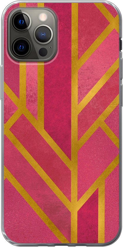 Coque iPhone 12 Pro - Or - Rose - Géométrique - Siliconen