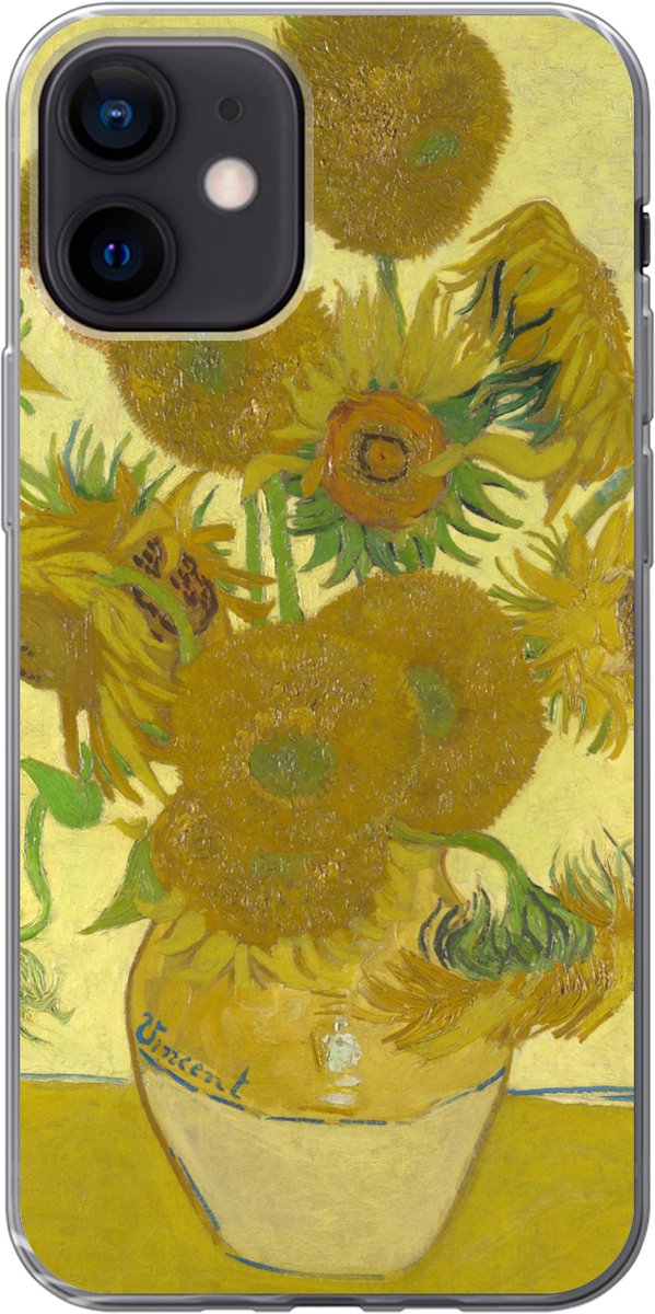 Telefoonhoesje Geschikt voor iPhone 12 hoesje - Zonnebloemen - Vincent van Gogh - Siliconen Telefoonhoesje Telefoonhoesje