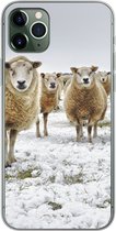 Geschikt voor iPhone 11 Pro Max hoesje - Schapen - Wol - Sneeuw - Siliconen Telefoonhoesje