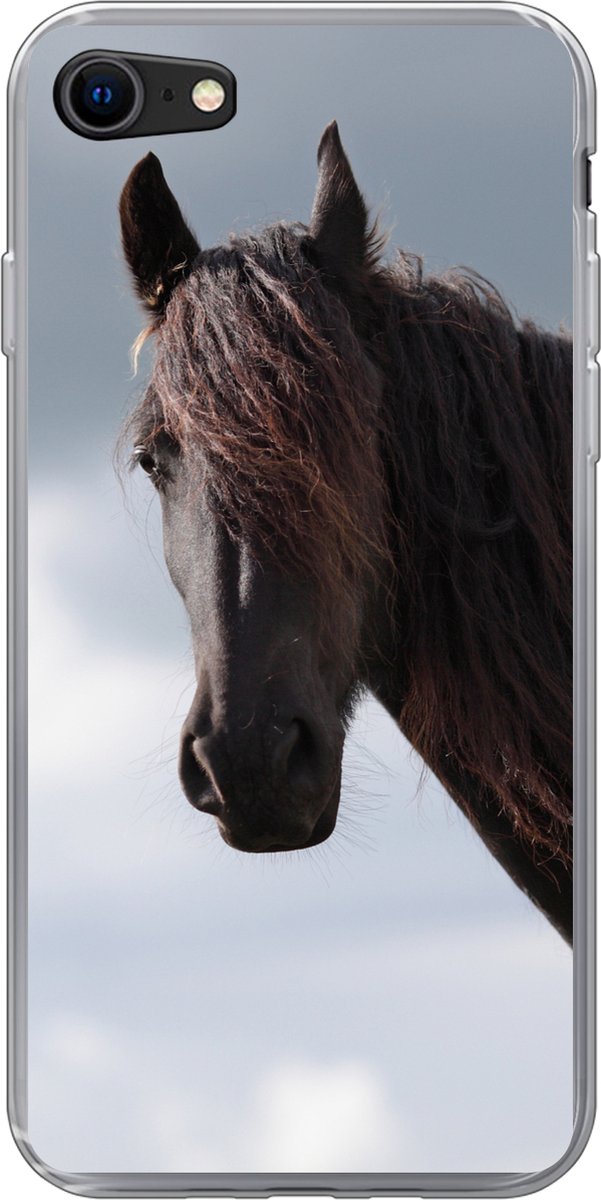 Telefoonhoesje Geschikt voor iPhone SE 2020 hoesje - Paarden - Lucht - Portret - Siliconen Telefoonhoesje Telefoonhoesje
