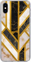 Coque iPhone Xs - Marbre - Or - Glitter - Luxe - Coque en Siliconen