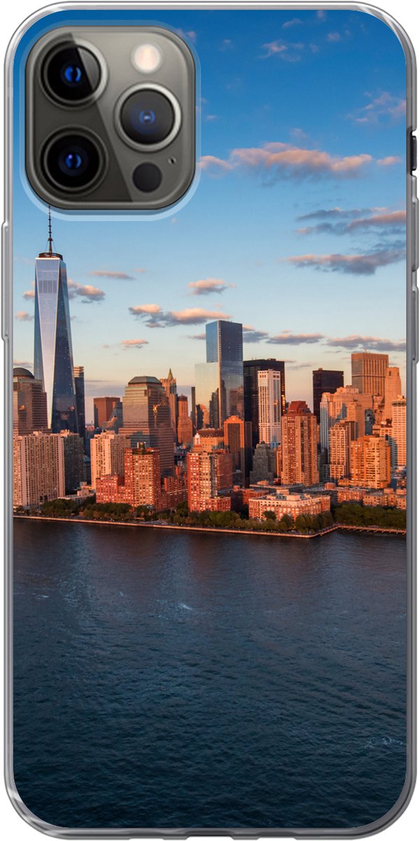 Telefoonhoesje Geschikt voor iPhone 12 Pro hoesje - New York - Skyline - Boot - Siliconen Telefoonhoesje Telefoonhoesje