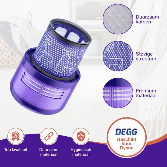 DEGG® - Hepa Filter Geschikt voor Dyson V11 & V15 - Wasbaar - Vervangt Dyson V11, V15 Filter - Onderdelen - Duurzaam - Premium Kwaliteit - 2 STUK(S) - DEGG