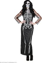 Widmann - Spook & Skelet Kostuum - Elegante Uitgemergelde Skeletta - Vrouw - Zwart / Wit - Small - Halloween - Verkleedkleding
