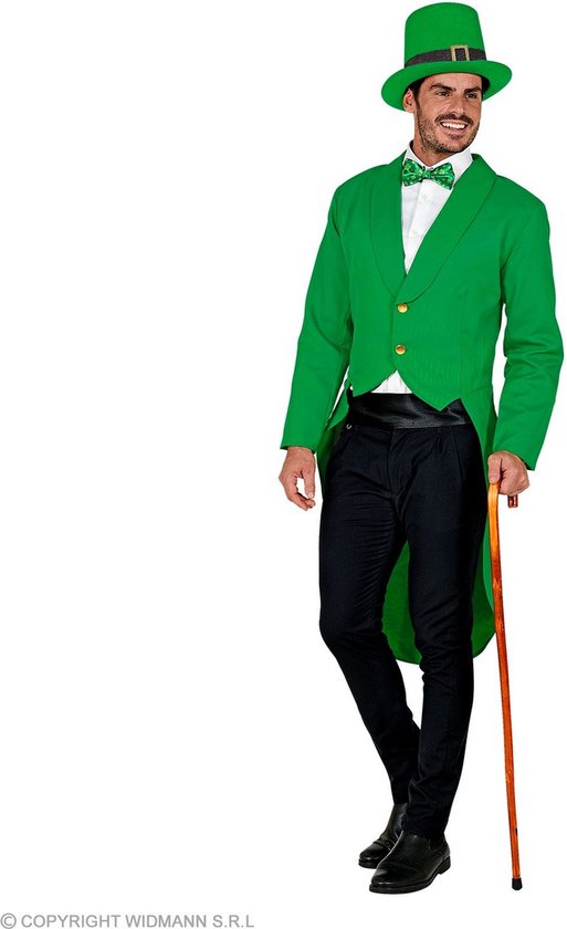 Widmann - Trol & Goblin & Leprechaun Kostuum - Patrick Green Slipjas Man - Groen - Medium - Carnavalskleding - Verkleedkleding