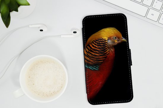 Étui pour iPhone XR Bookcase - Vogel - Ressorts - Zwart - Portrait - Avec poches - Étui portefeuille avec fermeture magnétique
