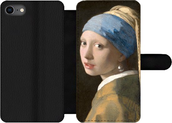 Étui pour téléphone iPhone SE 2020 Bookcase - Fille à la perle - Peinture de Johannes Vermeer - Avec compartiments - Étui portefeuille avec fermeture magnétique