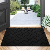 Deurmat Zwart 50 x 80 cm Wasbare deurmat voor binnen en buiten, waterdichte deurmat, antislip vuilvangertapijt voor entree, voordeur, terras, hal, tuin