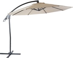 Luxe zweefparasol MCW-D14, parasol, rond Ø 3m polyester aluminium/staal 14kg ~ crème-wit zonder voet