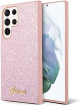 Guess Glitter Flakes Back Case - Geschikt voor Samsung Galaxy S23 Ultra (S918) - Roze