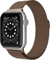 Bandje geschikt voor Apple Watch 38/40MM - Geschikt voor Series 1/2/3/4/5/6/7/8/9/SE - Maat One Size - Horlogebandje - Milanees - Bruin