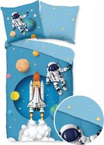 Good Morning Kinderdekbedovertrek "planeten / ruimte" - Blauw - (140x200/220 cm) - Katoen