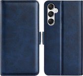 Samsung Galaxy A25 Hoesje - MobyDefend Luxe Wallet Book Case (Sluiting Zijkant) - Blauw - GSM Hoesje - Telefoonhoesje Geschikt Voor Samsung Galaxy A25