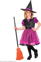 Widmann - Heks & Spider Lady & Voodoo & Duistere Religie Kostuum - Roze Heks Sterre Van Heksenpan - Meisje - Roze - Maat 104 - Halloween - Verkleedkleding