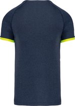 SportT-shirt Unisex XS Proact Ronde hals Korte mouw Navy Heather / Fluorescent Yellow 100% Polyester