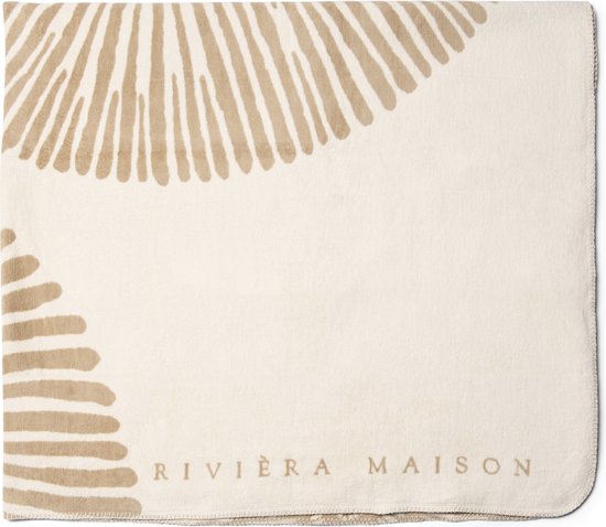 Riviera Maison Plaid Couverture décorative beige imprimé coquillages - Molleton à carreaux Guscio largeur 180 cm