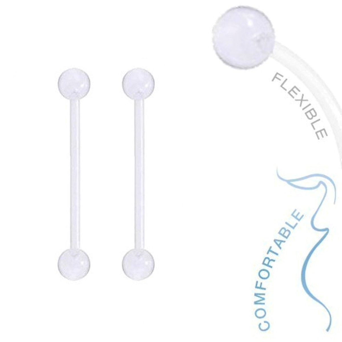 Fako Bijoux® - Zwangerschapspiercing - Bioplast Classic - 34mm - Transparant - 2 Stuks