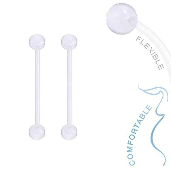 Fako Bijoux® - Piercing nombril de grossesse - Bioplast Classic - 34mm - Transparent - 2 Pièces