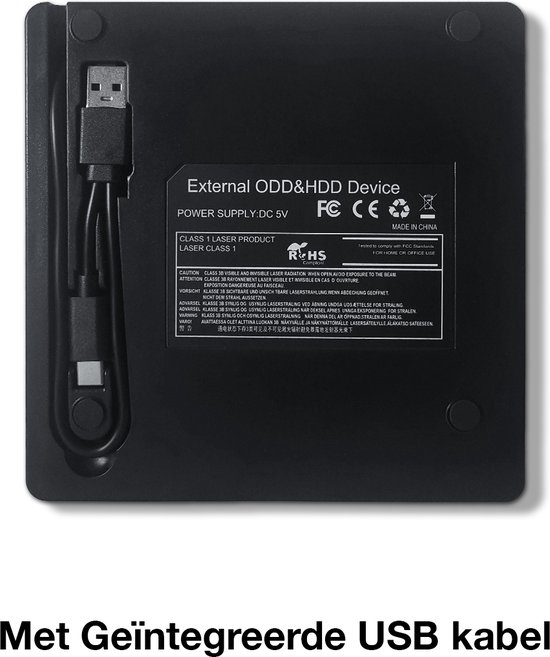Externe dvd & cd speler met brander - DVD/CD Drive voor Laptop & Macbook - Draagbare DVD CD Brander - USB 3.0 of USB C Voeding - Gratis beschermhoes - Mairik