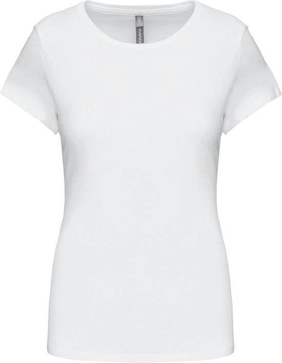 T-shirt Dames Kariban Ronde hals Korte mouw White 97% Katoen, 3% Elasthan