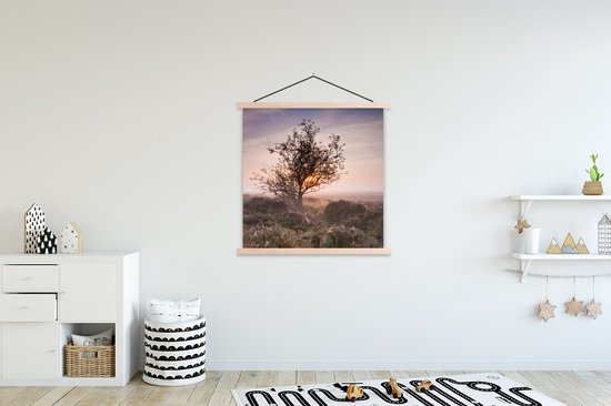 Porte-affiche avec affiche - Affiche scolaire - La bruyère au lever du soleil - 120x120 cm - Lattes vierges