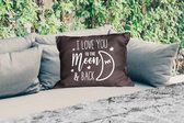 Buitenkussens - Tuin - I love you to the moon and back - Spreuken - Quotes - 50x30 cm