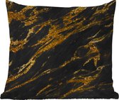 Sierkussen Buiten - Marmer - Goud - Glitters - Zwart - 60x60 cm - Weerbestendig