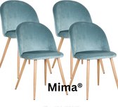 Mima® Eetkamerstoelen set van 4 - Eetkamer Stoelen - Groen - Keukenstoelen - Wachtkamer stoelen - Modern - Retro - Velours - Fluweel