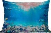 Buitenkussens - Onderwaterwereld - Zeedieren - Water - Zee - Koraal - Blauw - 60x40 cm - Weerbestendig