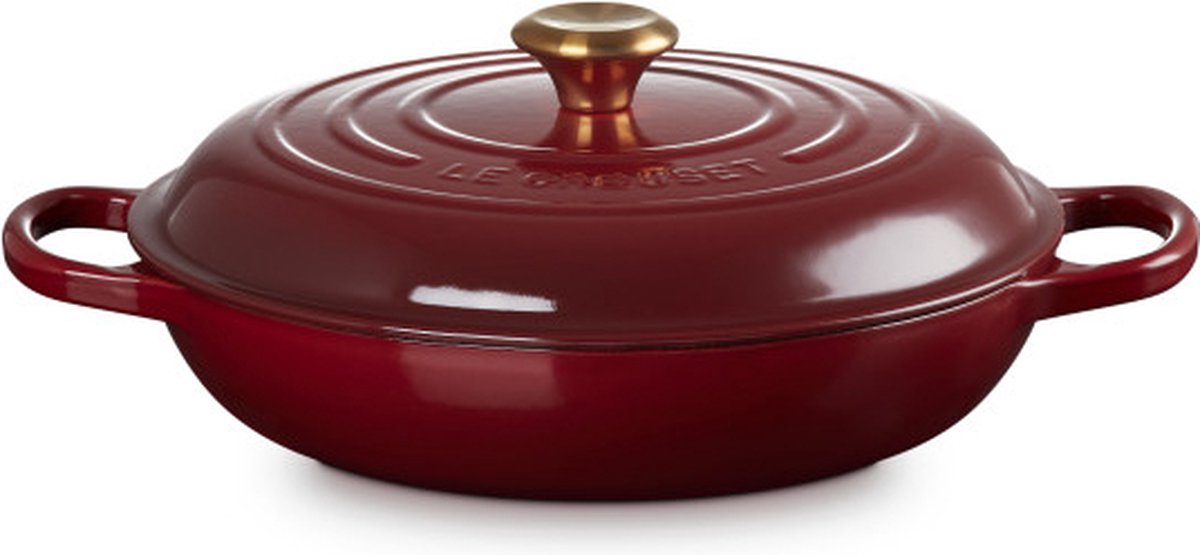 Bol.com Le Creuset Braadpan Signature Garnet – Ø 30 cm / 3,5 Liter – Dieprode Gietijzeren Stoofpan – Royale Maat voor Gezin of F... aanbieding