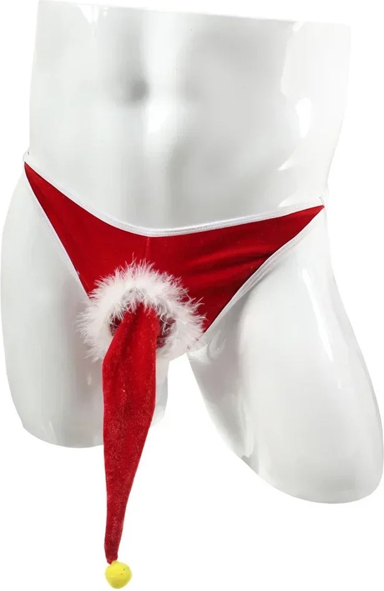 Goedkoopste G-string kerst slip voor heren - Erotische slurf - Kerstmis string - Kerstmuts design - Kuisheid - One size - Elastisch - Sexy
