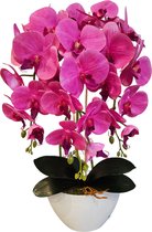 Damich - Kunst Orchidee in Bloempot - Roze - gemaakt van rubber - Hoogte +/- 60 cm