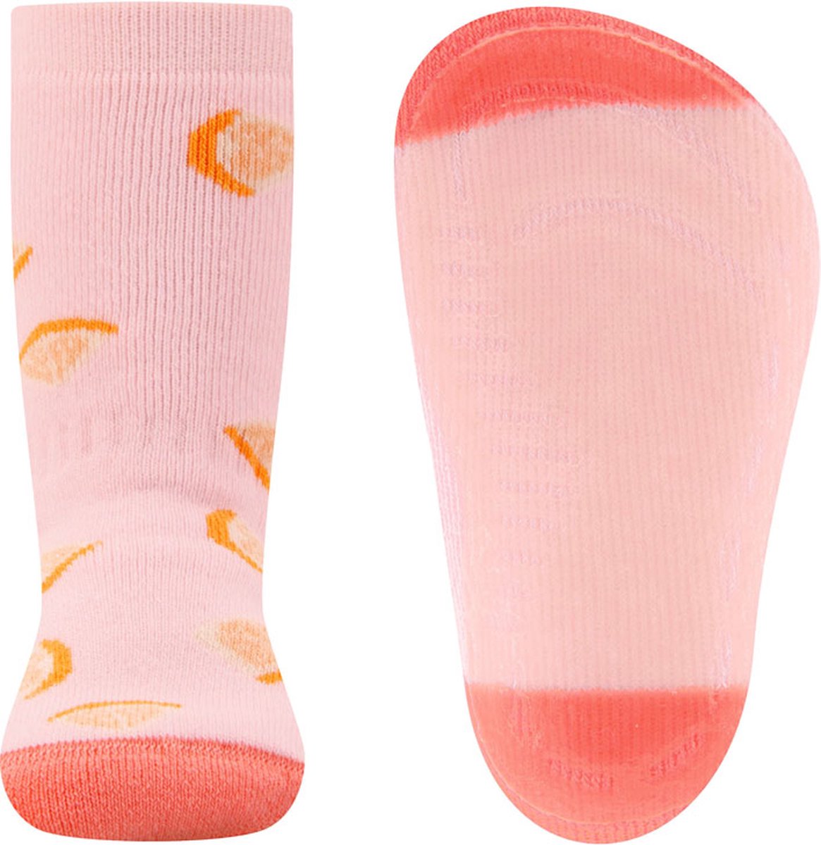 Ewers Antislipsok - Peachroze & Schijfjes Sinaasappel - Elastisch - Siliconenzool-23/24