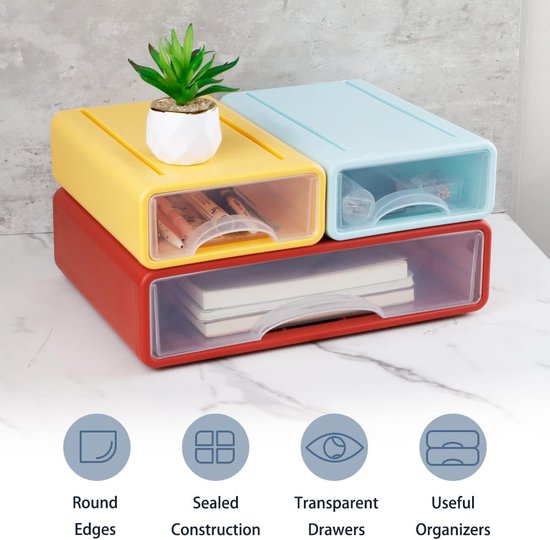 Bureau Opbergdoos, PP Kleine Stapelbare Lade Organizer Grote Capaciteit voor Kantoor (Oranje Bureau Opbergdoos, PP Kleine Stapelbare Lade Organizer Grote Capaciteit voor Kantoor (Oranje