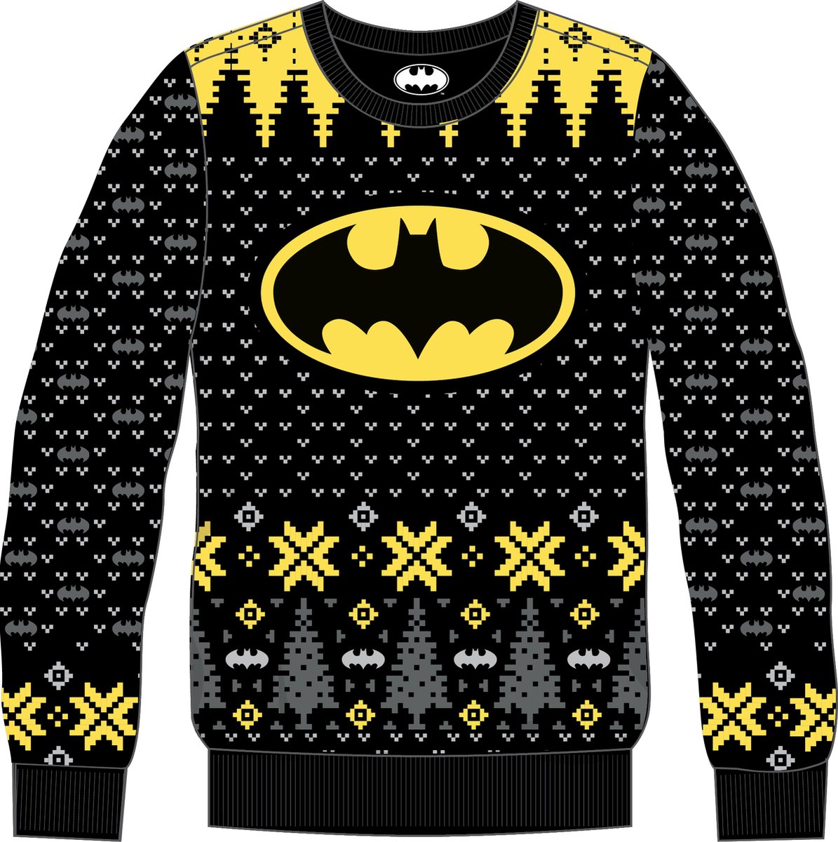 DC Comics - Batman Logo zwart en geel Kerstmis Sweater S