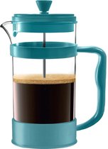 French Press Koffiezetapparaat - Draagbare koffiekan met drievoudig filter - Hittebestendig glas met roestvrijstalen behuizing - Grote karaf - 1000 ml / 1 liter / 34 oz - Aqua