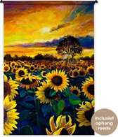 Tenture murale - Toile murale - Tableau - Peinture à l'huile - Fleurs - Tournesol - 120x180 cm - Tapisserie