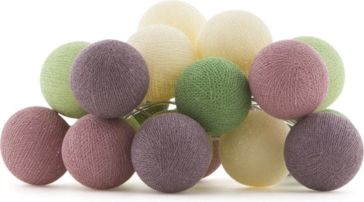 Cotton Ball Lights - LED lichtslinger voor binnen - Handgemaakt en Fairtrade - 20 lampjes - Forest Fruit