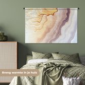 Wandkleed - Wanddoek - Marmer - Textuur - Zandsteen - Goud - Marmerlook - 120x80 cm - Wandtapijt